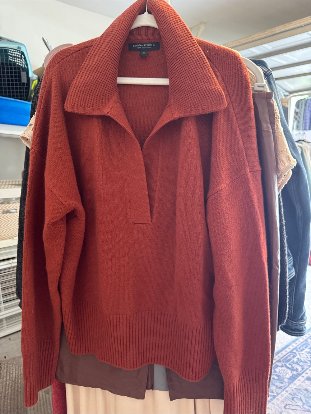 Banana Republic Rust Collared Pullover Cashmere Sweater - XL